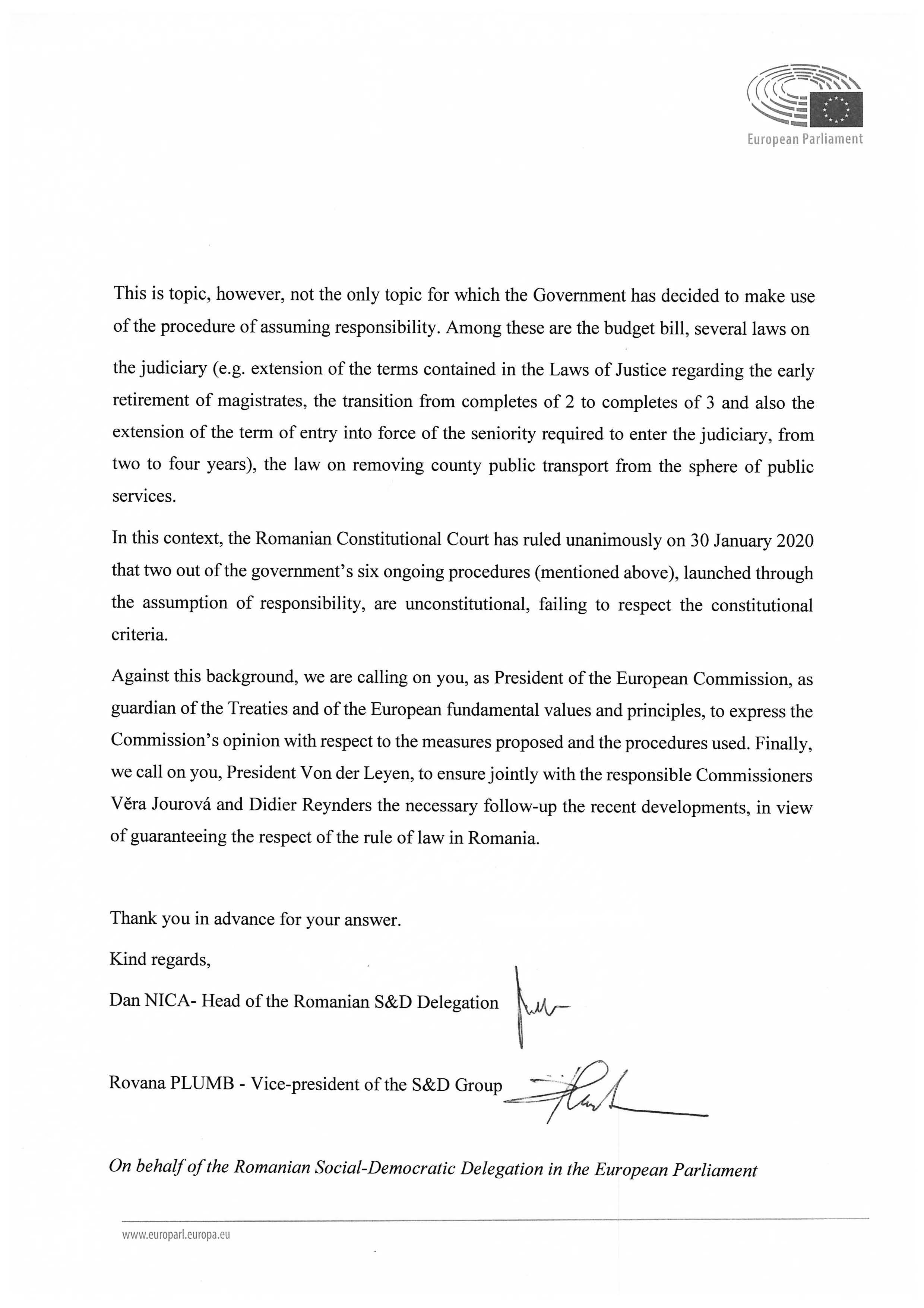 Letter President Von der Leyen Rule of Law Page 2