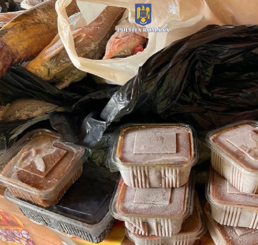 Icre negre şi zeci de kilograme de peşte confiscate de la doi tulceni