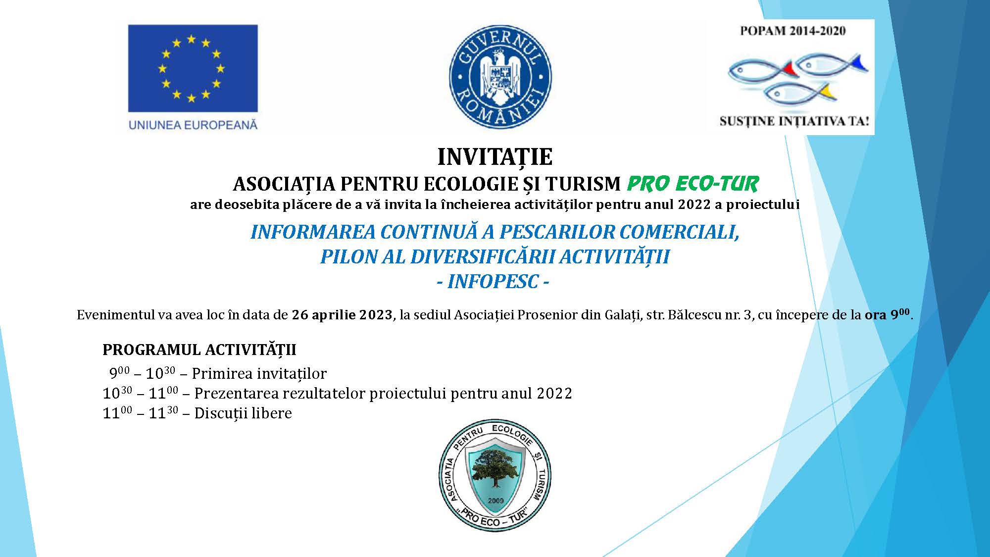 INFORMAREA CONTINUĂ‚ A PESCARILOR COMERCIALI, PILON AL DIVERSIFICĂRII ACTIVITĂŢII - INFOPESC - (26 aprilie 2023)