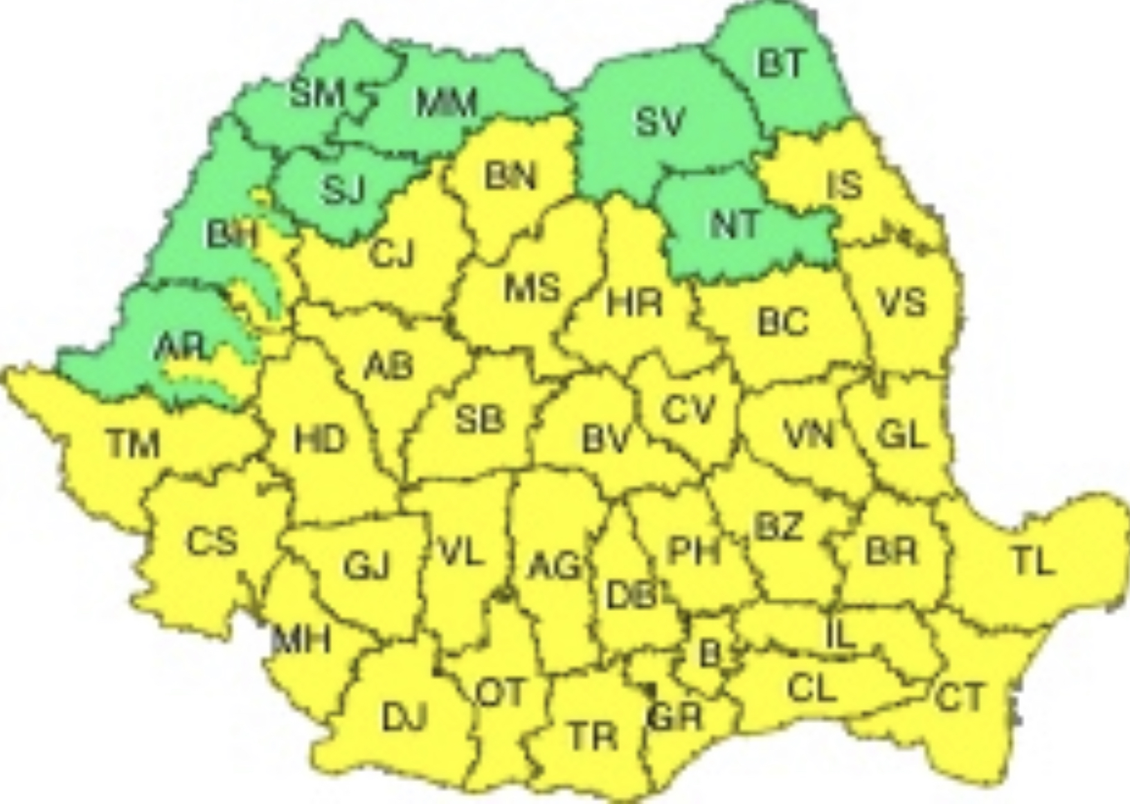 Cod Galben de furtună în aproape toată țara, inclusiv Galați