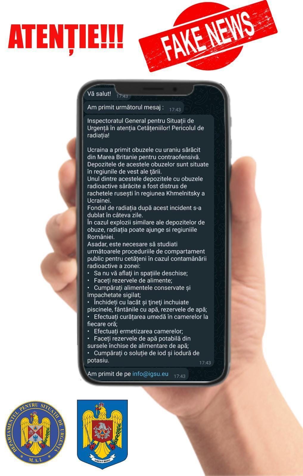 Pericol de radiaţii! Un FAKE NEWS de speriat "semnat" de IGSU