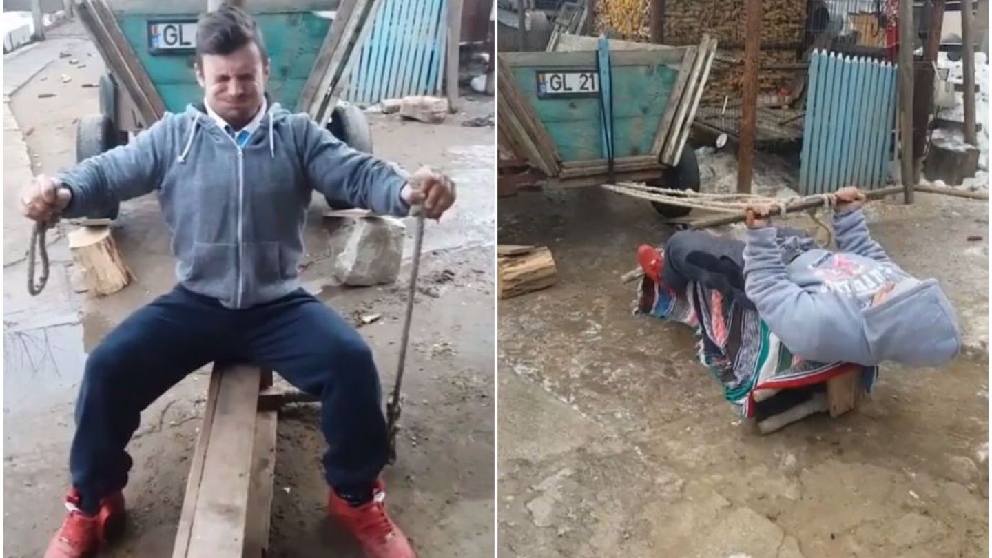 Nu ridică haltere, ci căruţe! "Arnold" din Galaţi, viral pe TikTok (VIDEO)