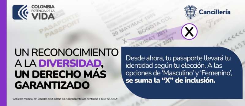 Pașapoarte cu genul X emise și în Columbia