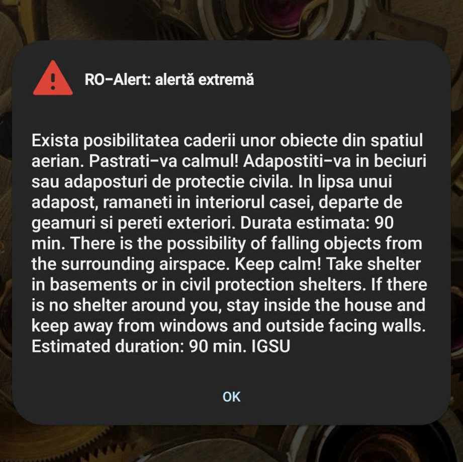 Mesaj RO-ALERT, vineri seara, în Galaţi şi împrejurimi