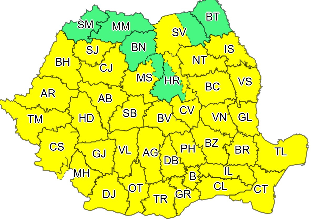 Cod galben de vânt, iar de luni vremea se va răci semnificativ
