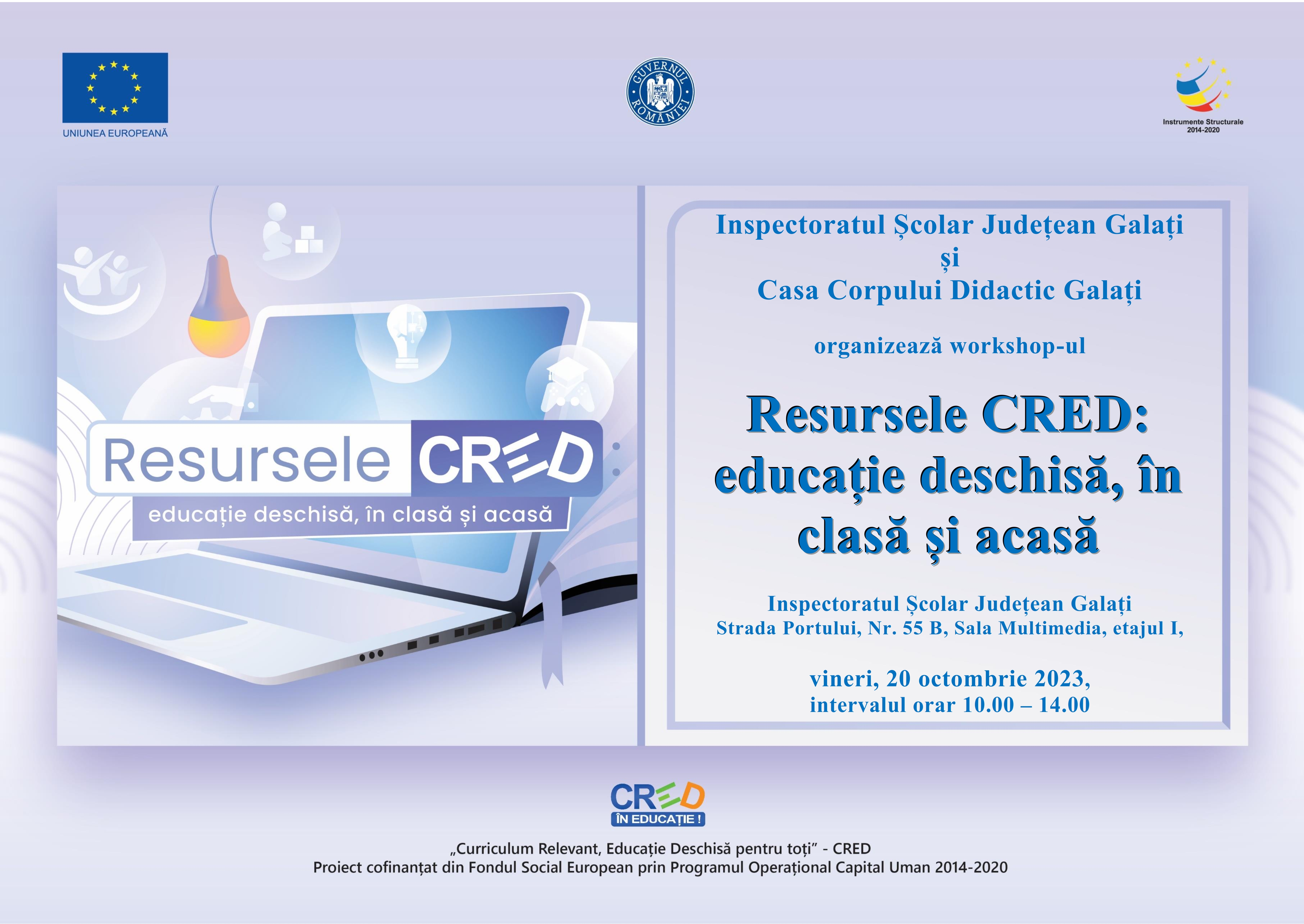 Atelierele marca „Proiectul CRED” revin în județul GALAȚI