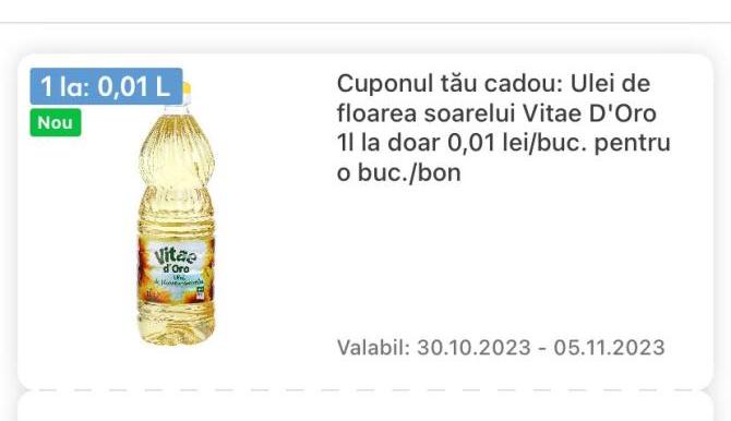 Promoţie reală! Ulei la preţ de 1 ban la Kaufland