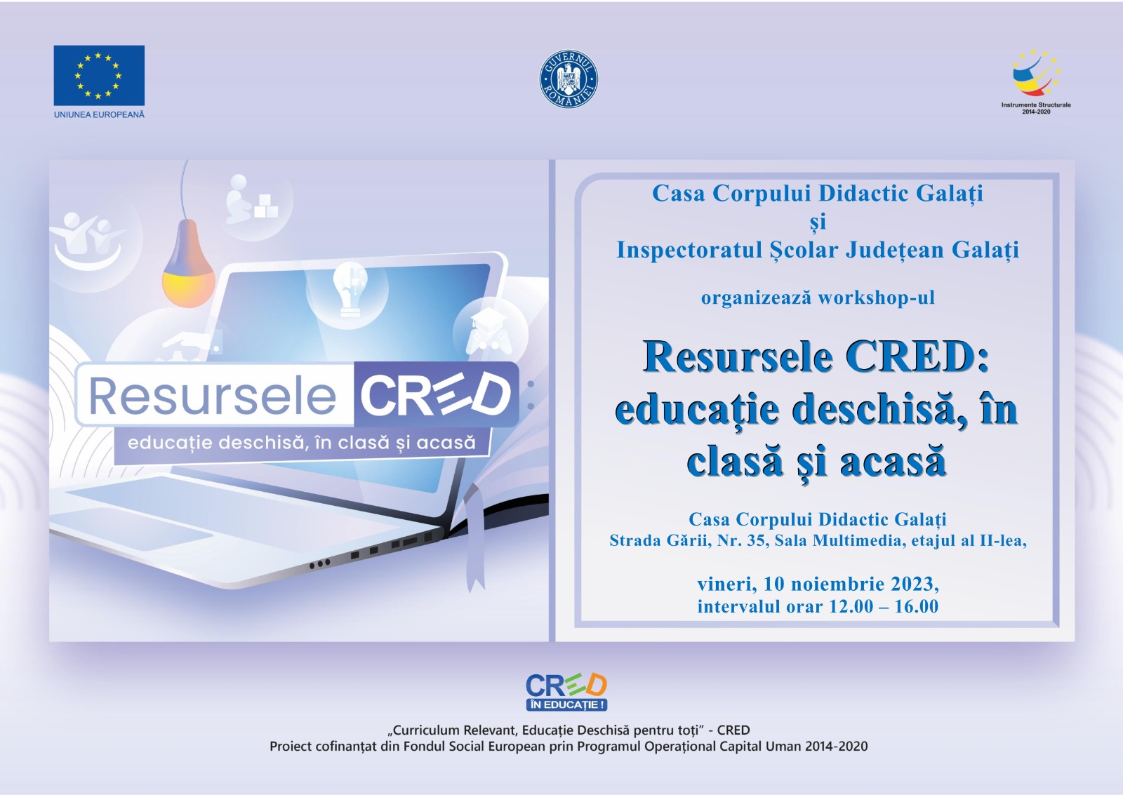 „Resursele CRED: educație deschisă, în clasă și acasă”: Cel de-al treilea atelier CRED, ultimul din cadrul proiectului