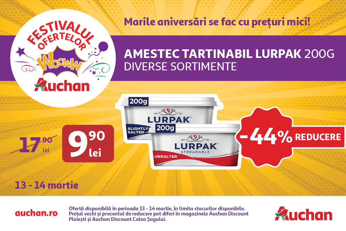 La Festivalul Ofertelor Woww la Auchan, ai reduceri de până la 50% la sute și sute de produse. Descoperă ofertele zilei!