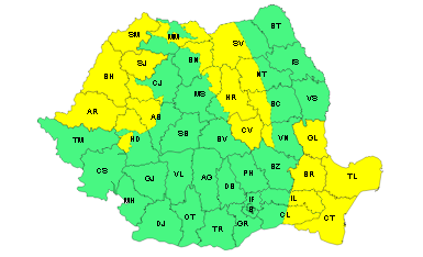 COD GALBEN de vânt puternic în judeţul Galaţi