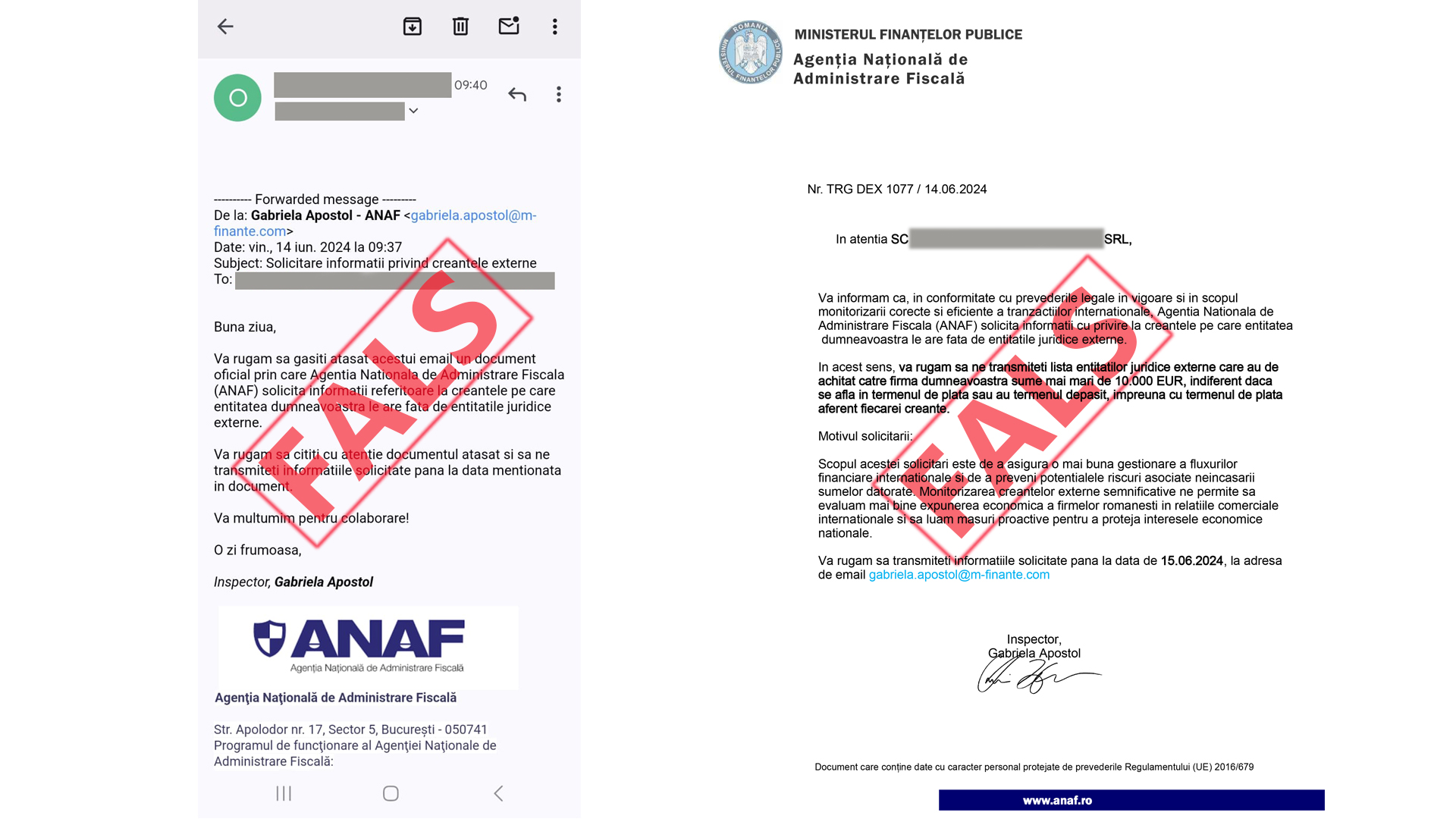 Mesaje false în numele ANAF