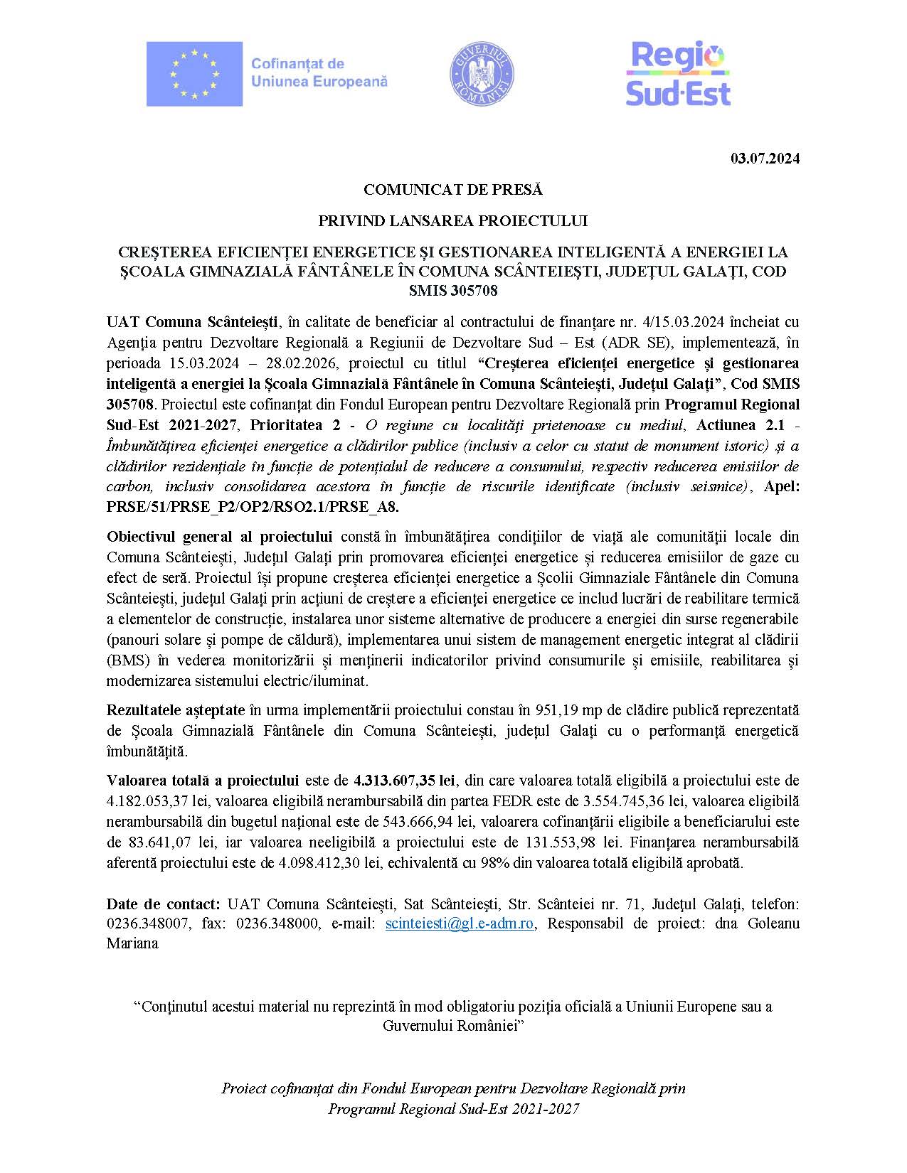 COMUNICAT DE PRESĂ 03.07.2024