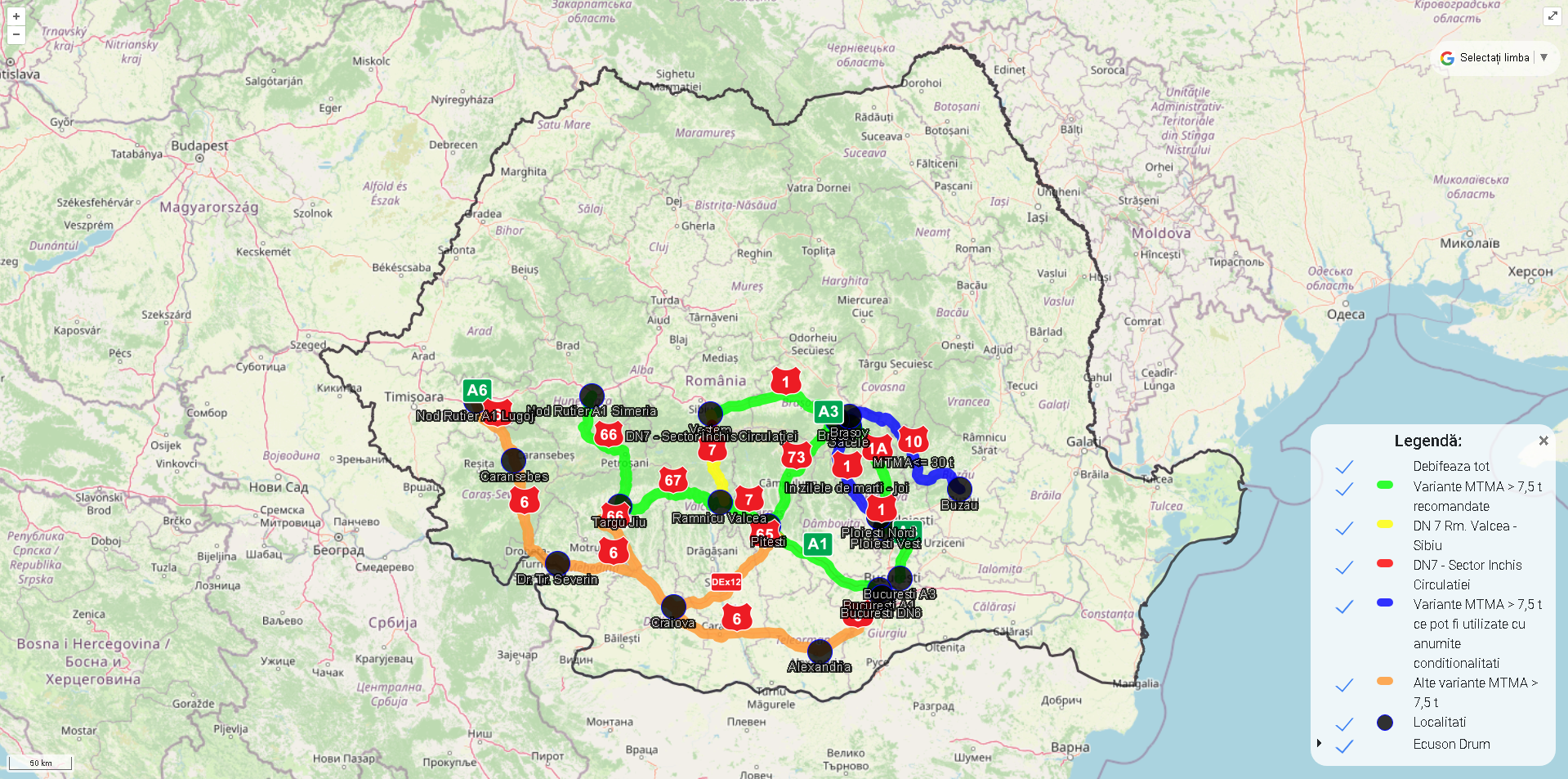 UPDATE: Rute alternative pentru Valea Oltului (DN 7 Piteşti-Sibiu)