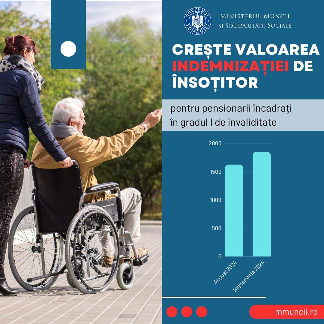 Creşte valoarea indemnizaţiei de însoţitor pentru pensionarii încadraţi în gradul I de invaliditate