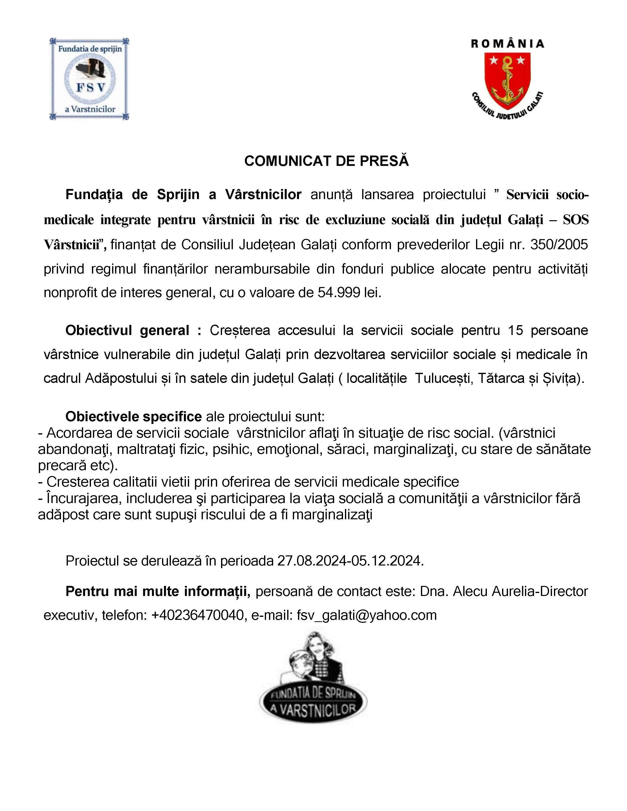 COMUNICAT DE PRESĂ