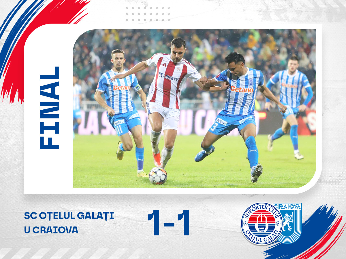 Oţelul remizează cu U Craiova şi-şi păstrează invincibilitatea în Superligă