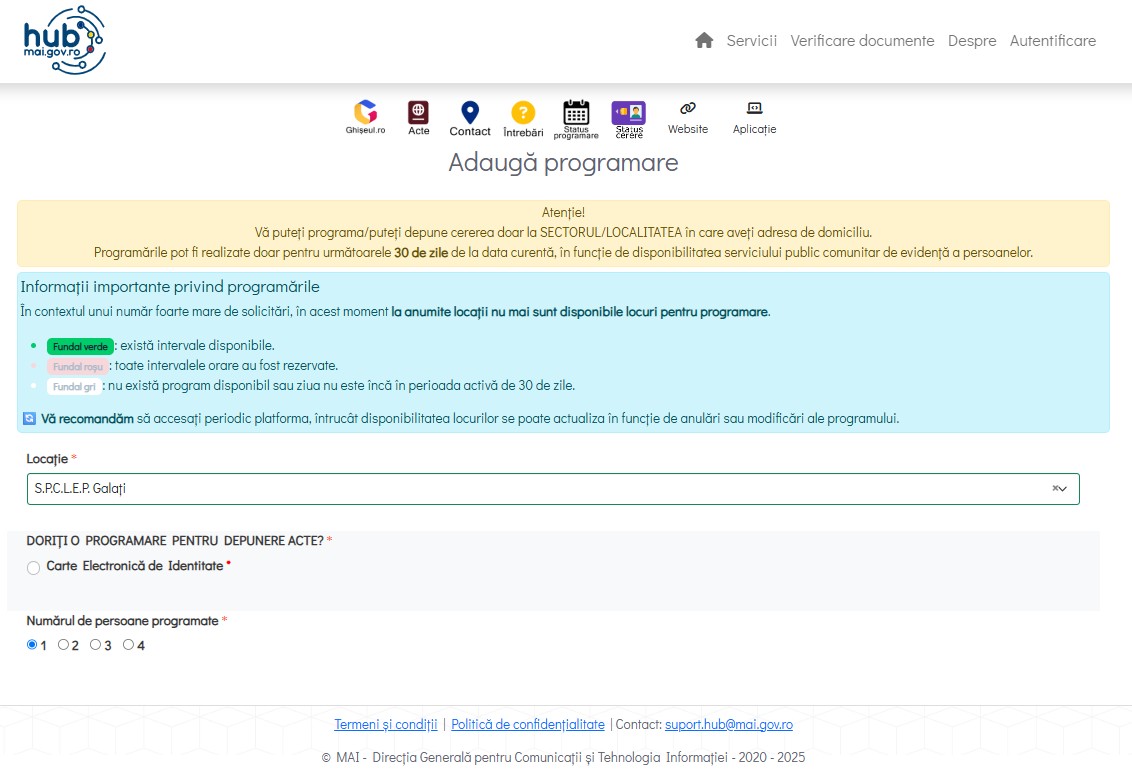 Galaţiul, printre judeţele în care se eliberează Cartea Electronică de Identitate