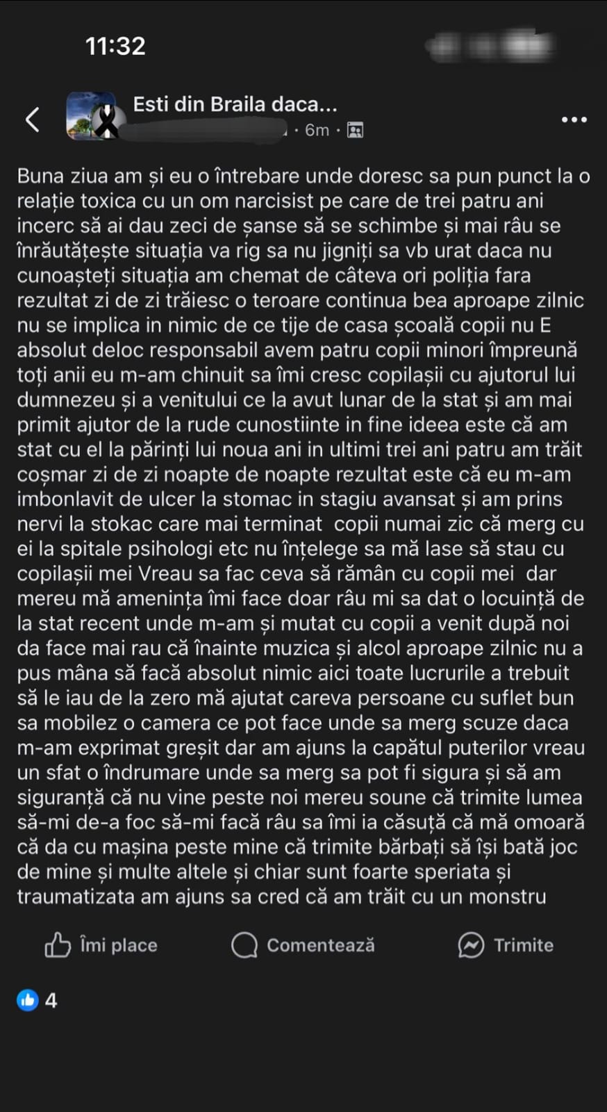 "Am trăit cu un monstru!" Mamă a 4 copii salvată de poliție din pumnii concubinului, după o postare online
