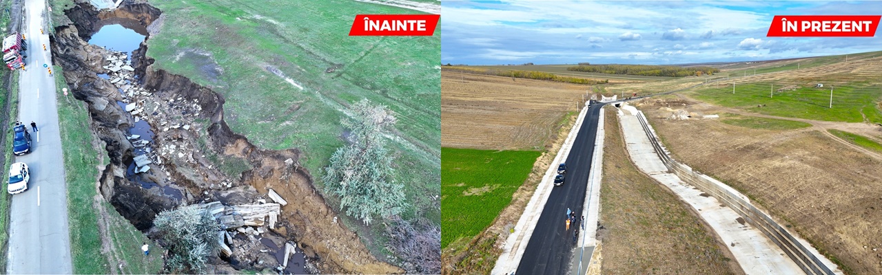 Galaţi: S-au finalizat lucrările de refacere a DJ 251G, la Valea Mărului (pârâul Găunoasa) - FOTO