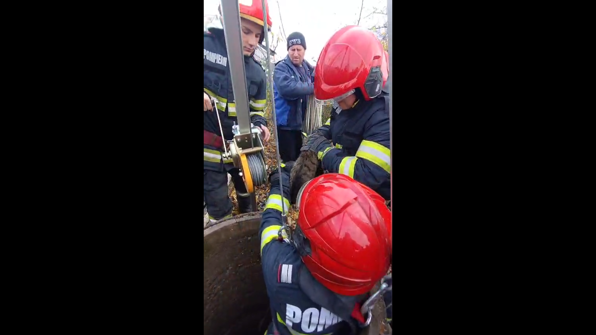 Galaţi: Pisicuţă căzută într-o fântână de 25 de metri, salvată de pompieri la Cudalbi - VIDEO