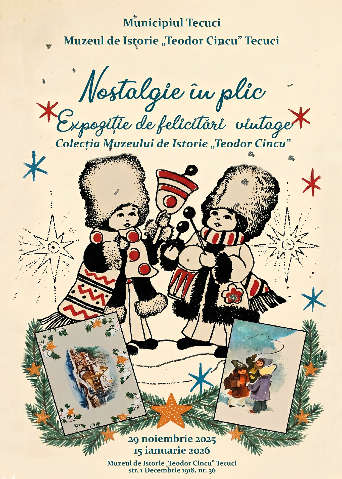 Nostalgie în plic – o expoziţie dedicată felicitărilor vintage la Muzeul „Teodor Cincu” Tecuci