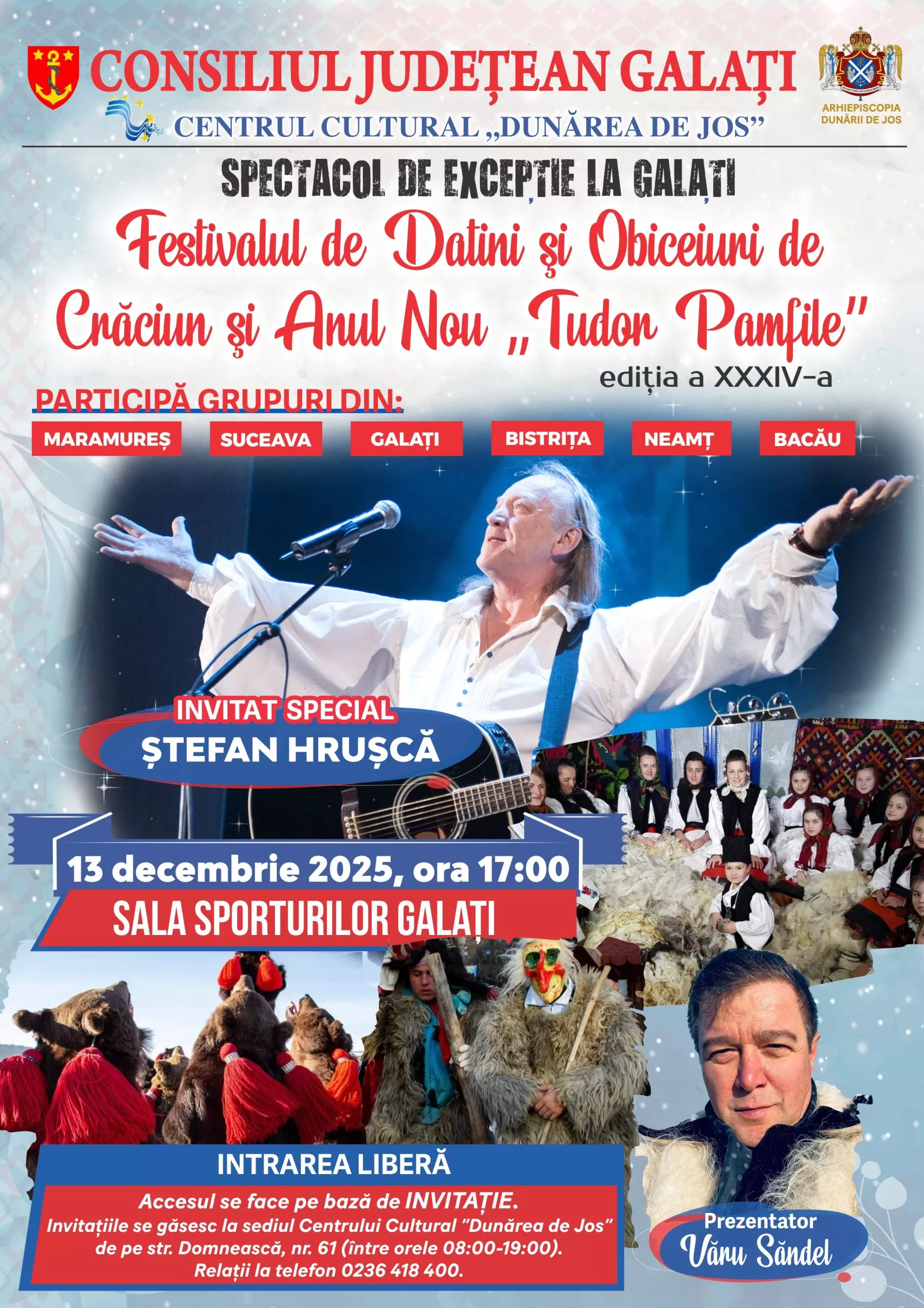 Festivalul de Datini şi Obiceiuri de la Galaţi: Spectacole tradiționale, duminică, pe esplanada Catedralei Arhiepiscopale