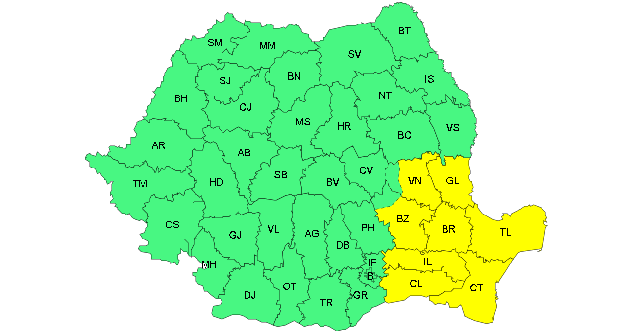 Ninsori şi ger în Moldova. Judeţul Galaţi intră sub cod galben