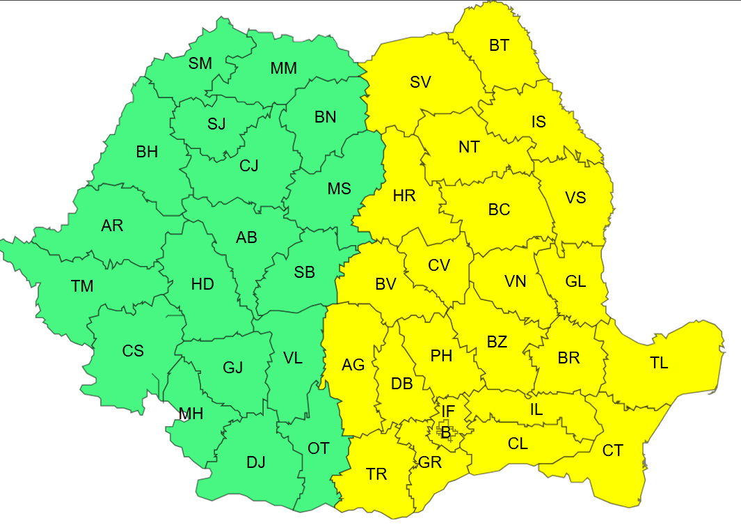 Coduri de ger năprasnic pentru următoarele 4 zile