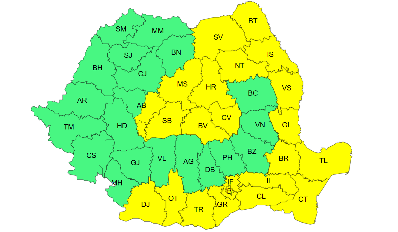 Judeţul Galaţi rămâne sub COD GALBEN de ger până marţi