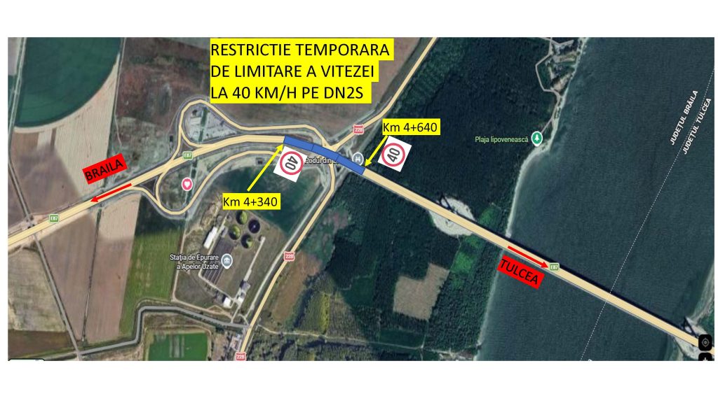 Restricţii temporare de viteză în zona Podului suspendat peste Dunăre