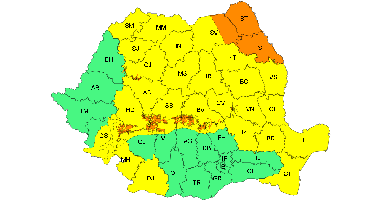Avertizare meteo: Joi, COD GALBEN de vânt puternic în judeţul Galaţi