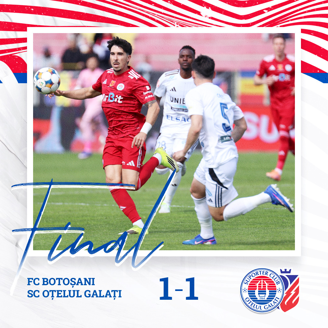 Oţelul a ratat victoria la Botoşani după ce a fost egalată în cel de-al 6-lea minut de prelungiri