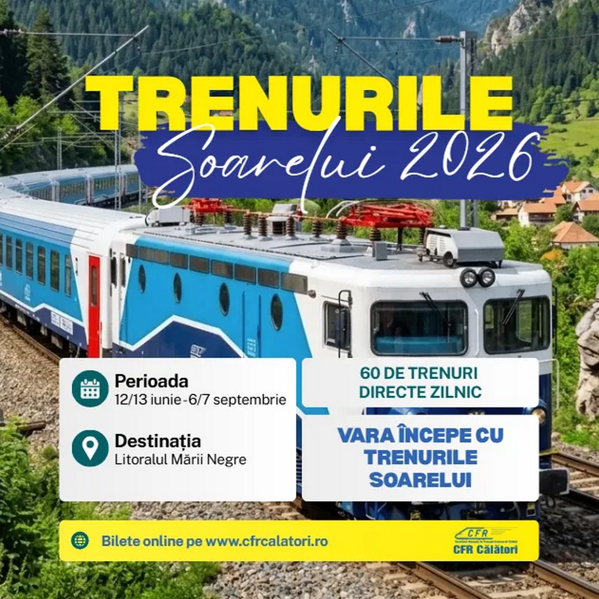 CFR Călători dă startul „Trenurilor Soarelui”. Plecări şi din Galaţi