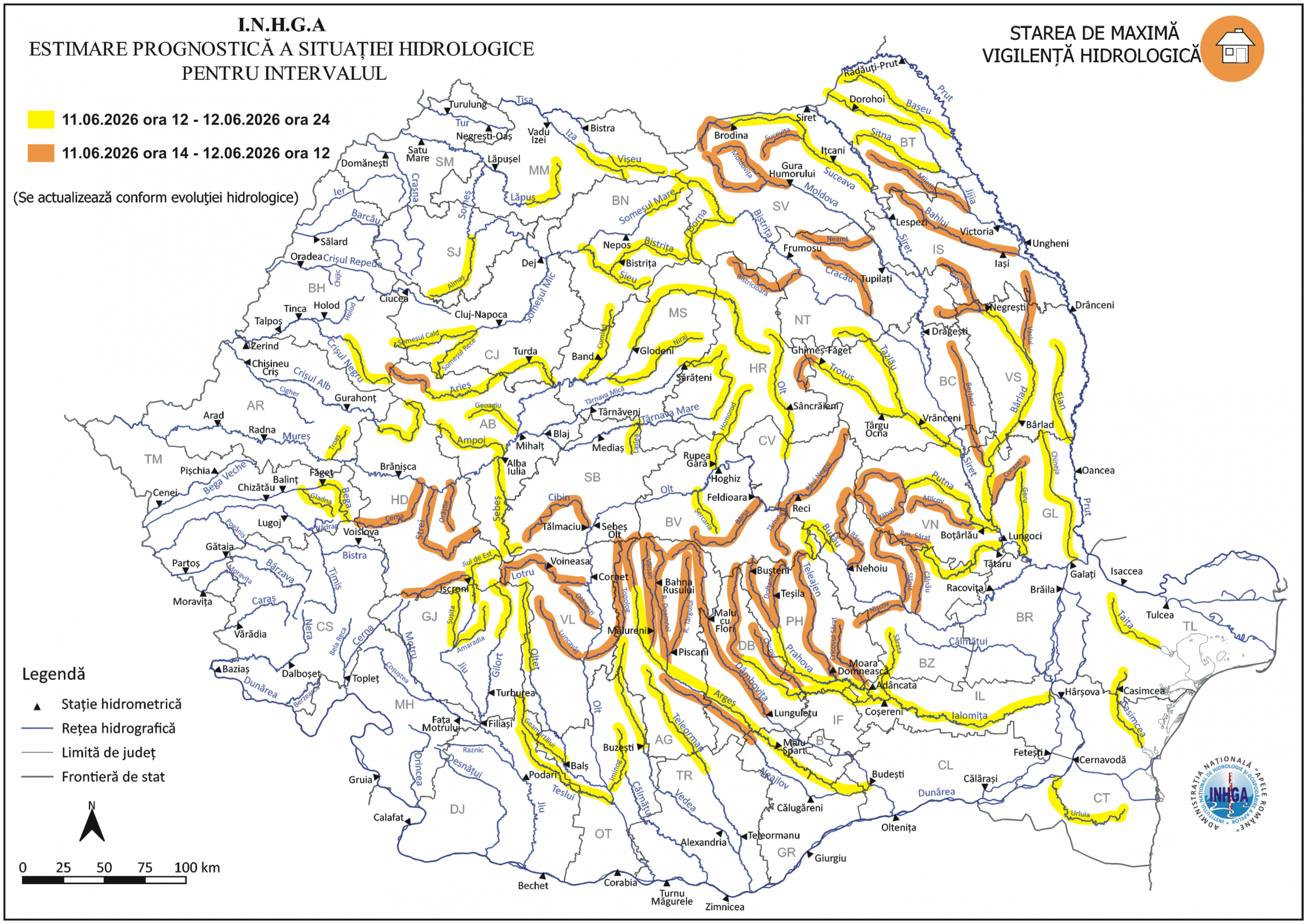 Cod Portocaliu de inundaţii în Galaţi: Prefectul a convocat de urgenţă Comitetul pentru Situaţii de Urgenţă