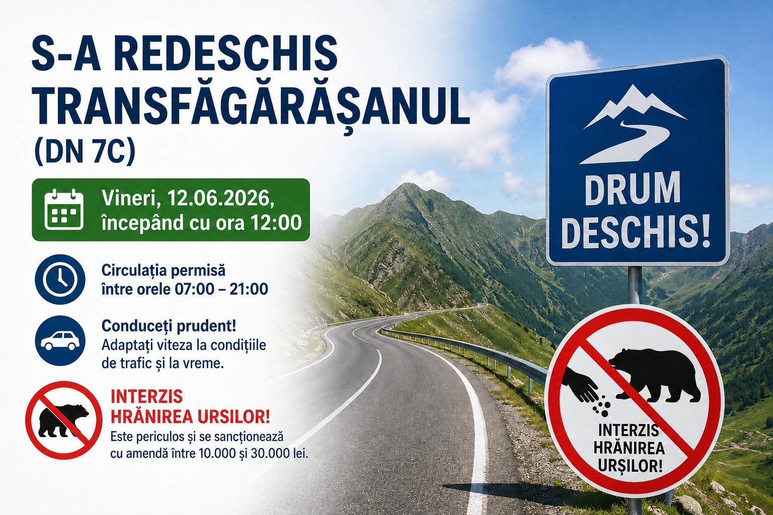S-a redeschis circulaţia rutieră pe Transfăgărăşan (DN 7C)