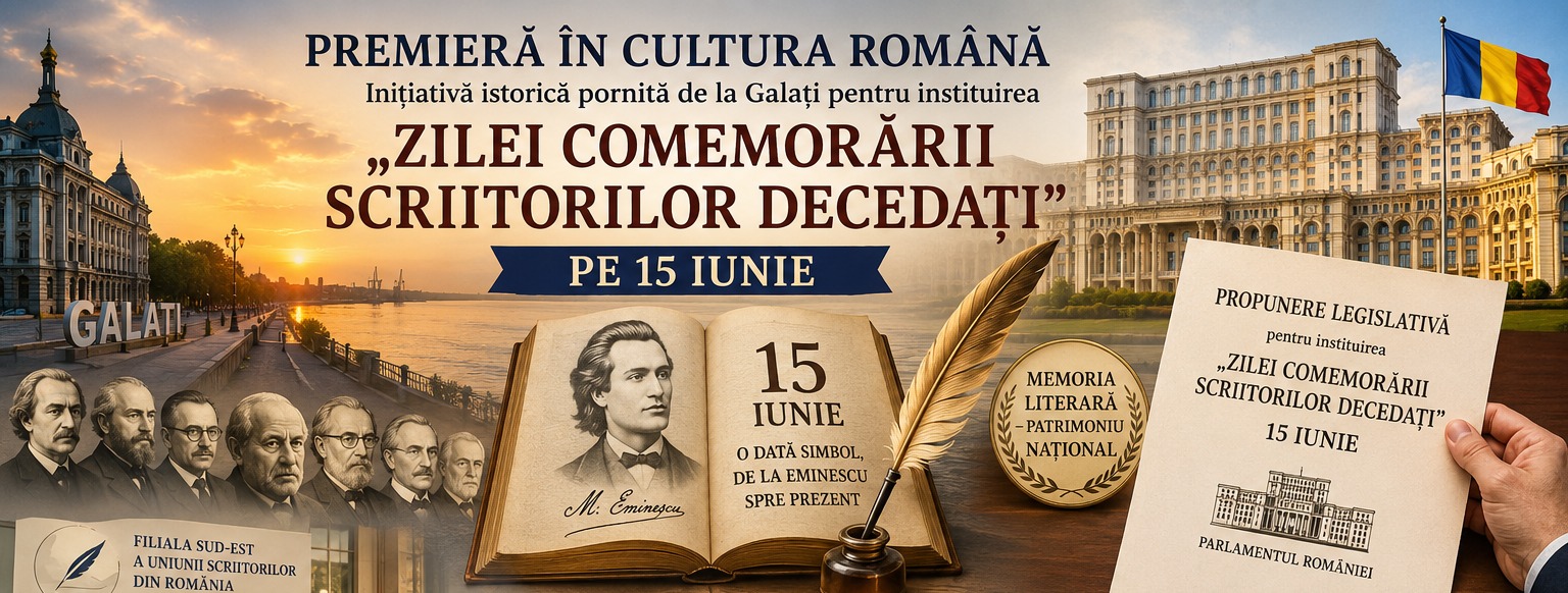 Premieră culturală pornită de la Galaţi: Propunere legislativă pentru instituirea „Zilei Comemorării Scriitorilor Decedaţi” pe 15 iunie