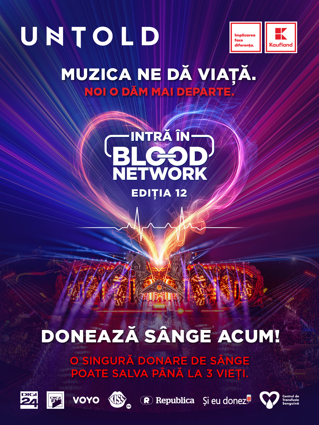 Blood Network 2026: Donezi sânge şi primeşti bilet gratuit la UNTOLD pentru o zi