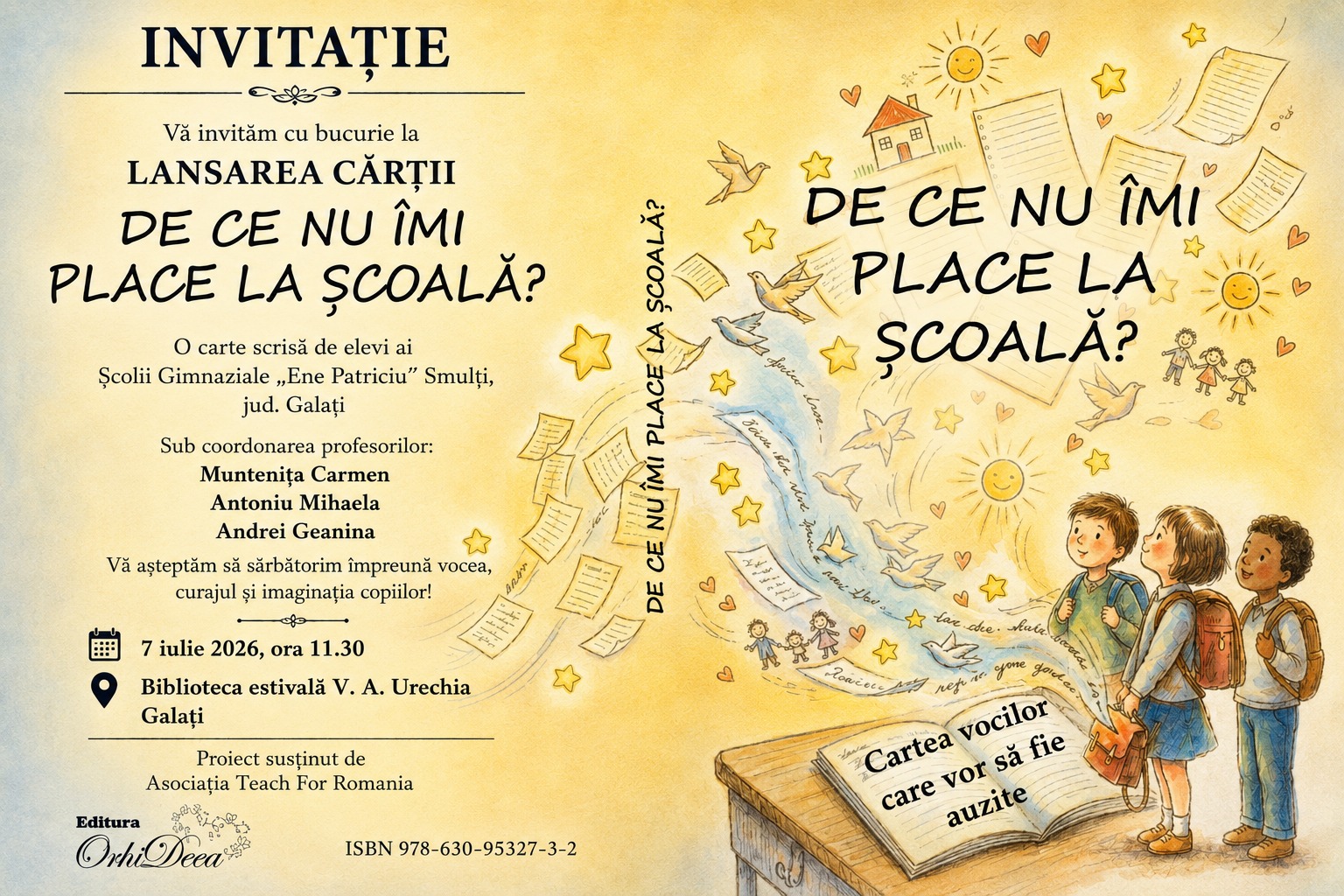 La Galaţi va fi lansat volumul „De ce nu îmi place la şcoală?”, dedicat copiilor cu dificultăţi de învăţare