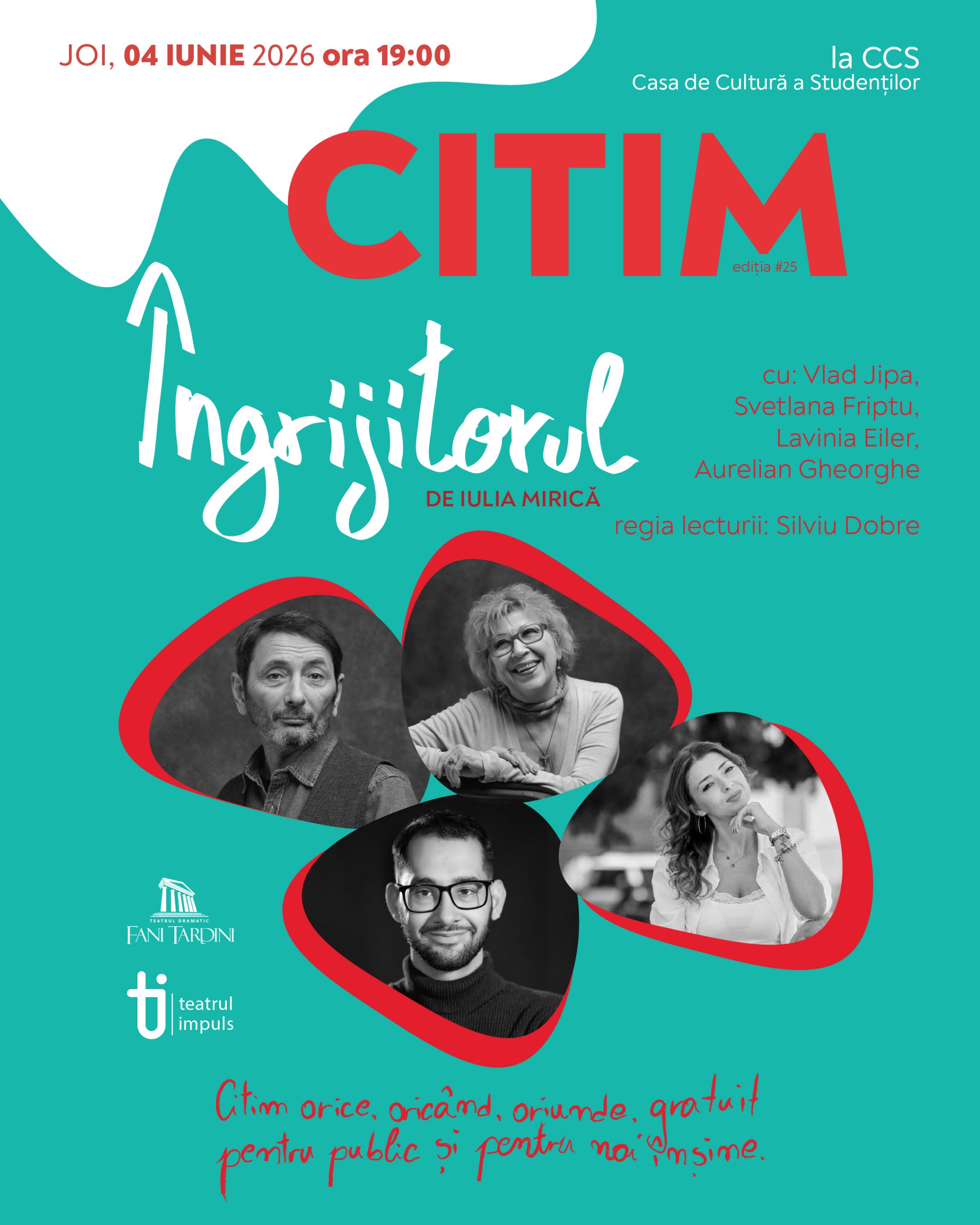 Teatrul Dramatic „Fani Tardini” aduce în această săptămână storytelling live, spectacole şi lecturi publice