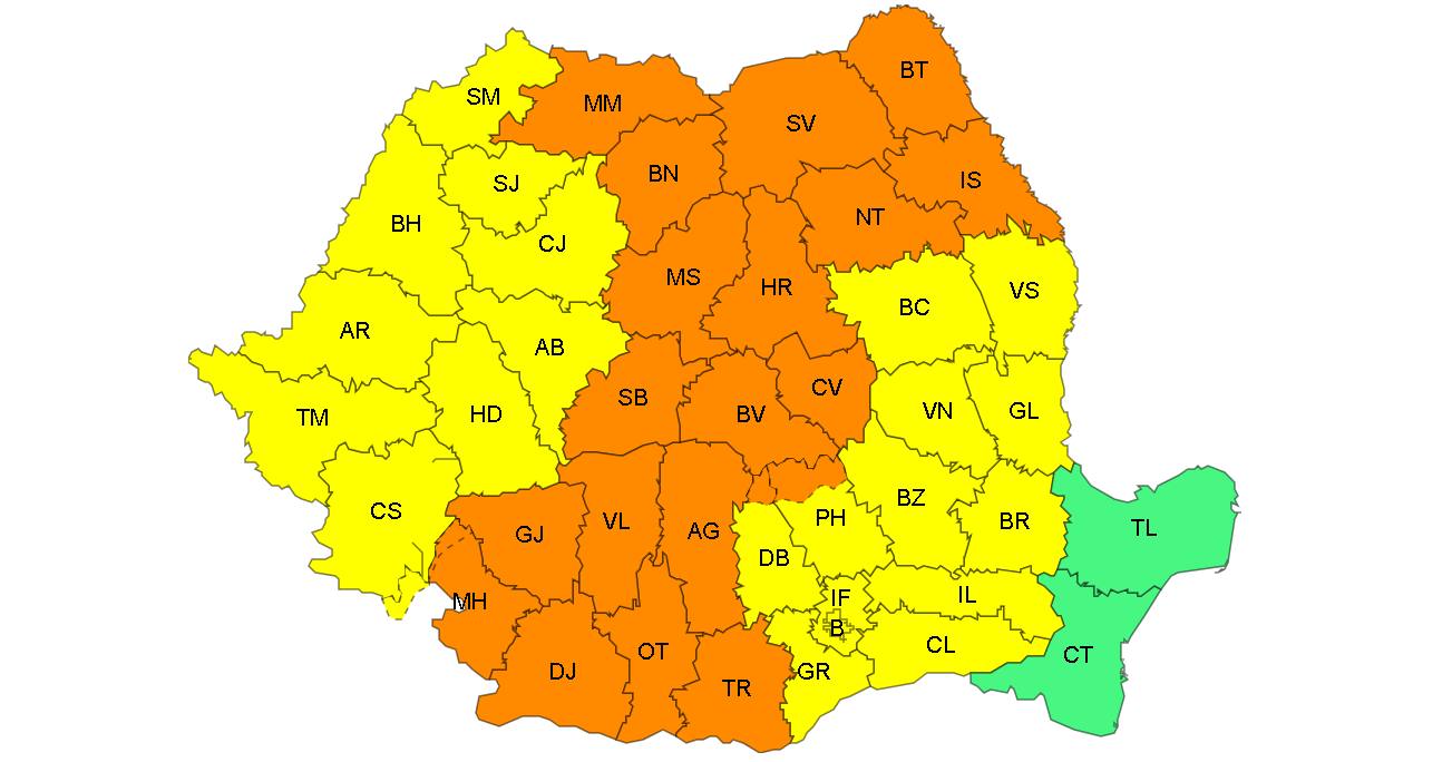 Cod galben în Galați: Vin vijelii și furtuni puternice după valul de căldură sufocant