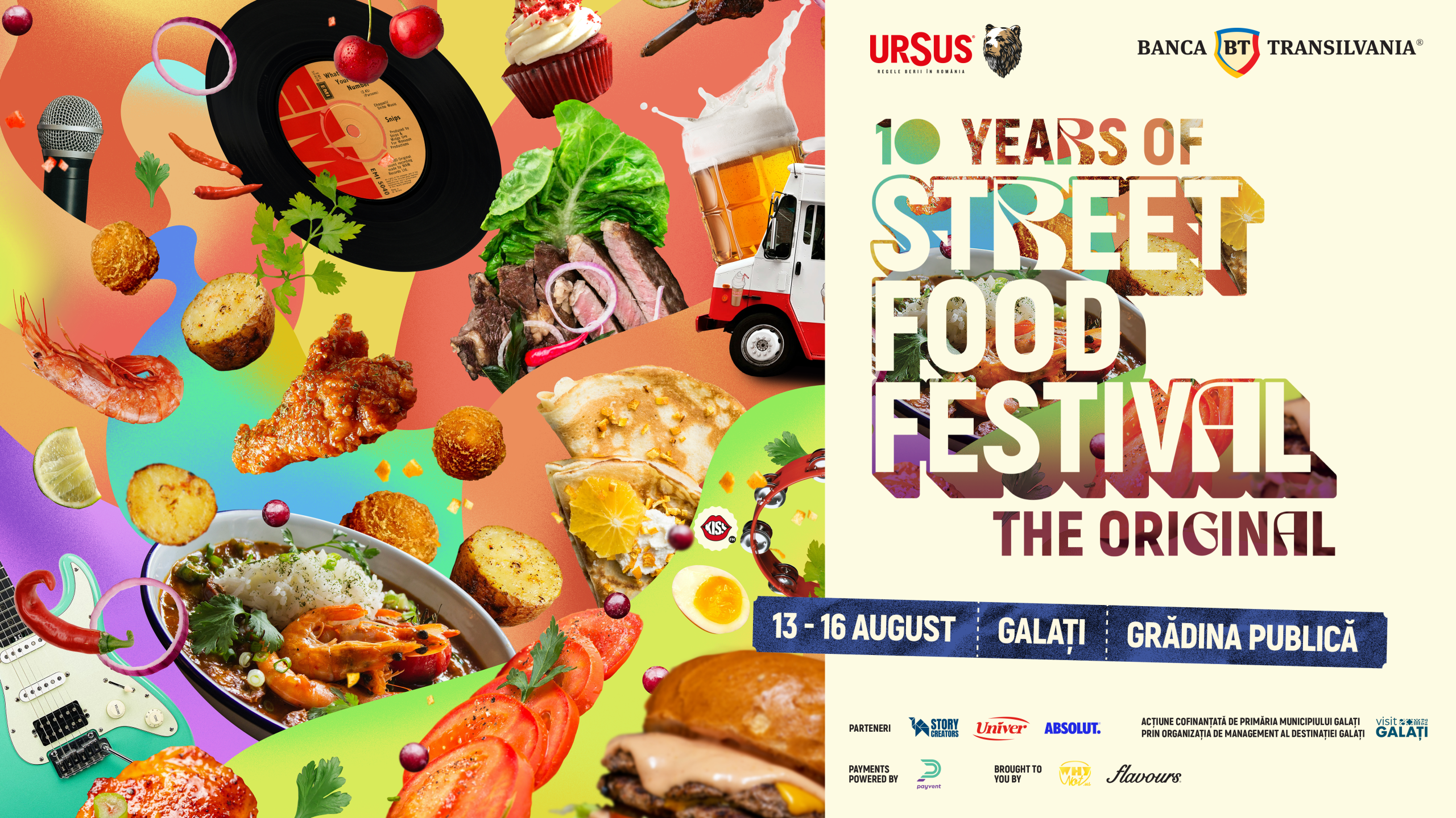 Street FOOD Festival revine la Galați cu o ediție aniversară de 10 ani, între 13 și 16 august, în Grădina Publică