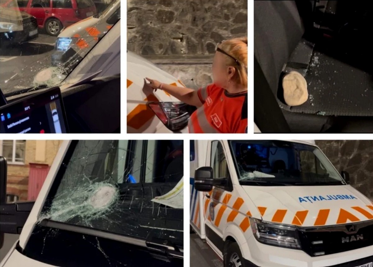 Ambulanță atacată cu pietre și topoare în județul Cluj. Trei tineri au fost reținuți după ce ar fi crezut că autosanitara „fură copii”