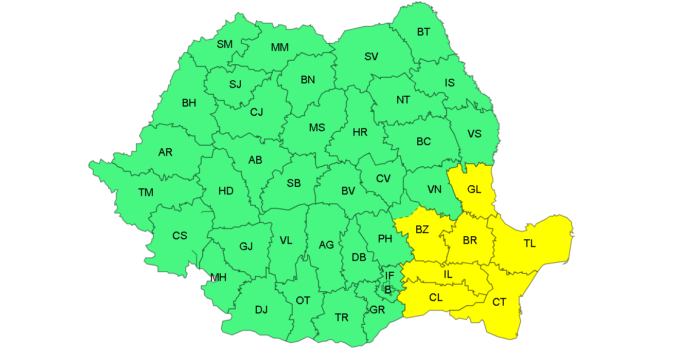 Vânt puternic în Galați: ANM a emis Cod Galben de vijelii pentru județul nostru