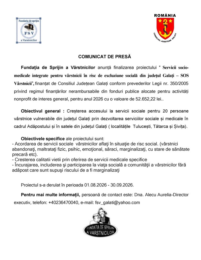 COMUNICAT DE PRESĂ 30 septembrie 2026