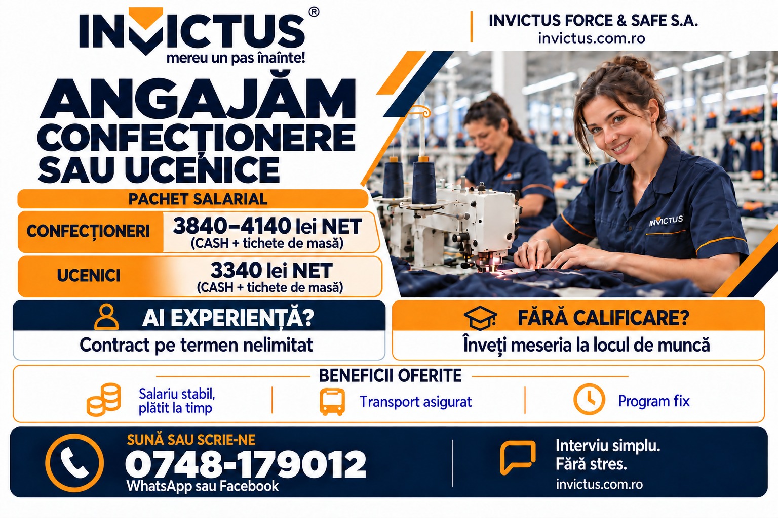 🧵Cauți un loc de muncă stabil? Hai în echipa INVICTUS!