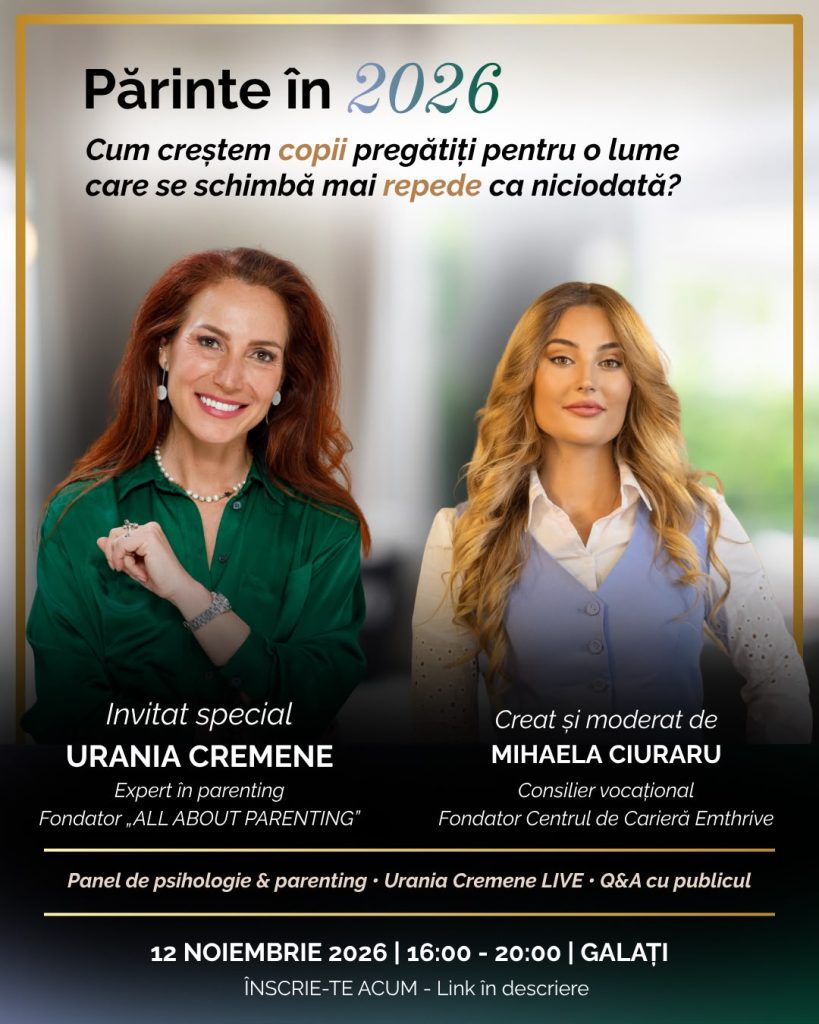 Urania Cremene vine la Galați! Conferința „Părinte în 2026” reunește specialiști în psihologie și educație parentală