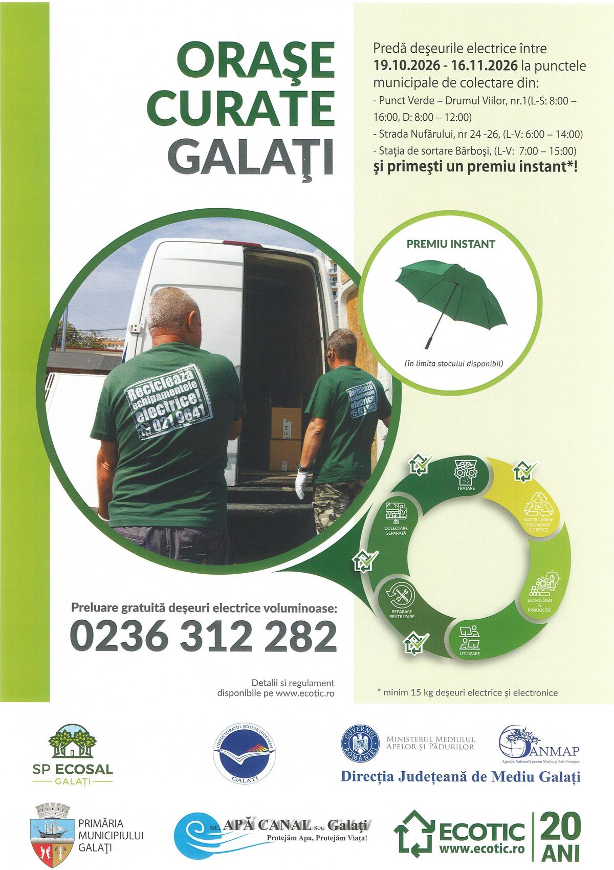 „Orașe Curate Galați”: Campanie de colectare a deșeurilor electrice cu premii instant pentru gălățeni