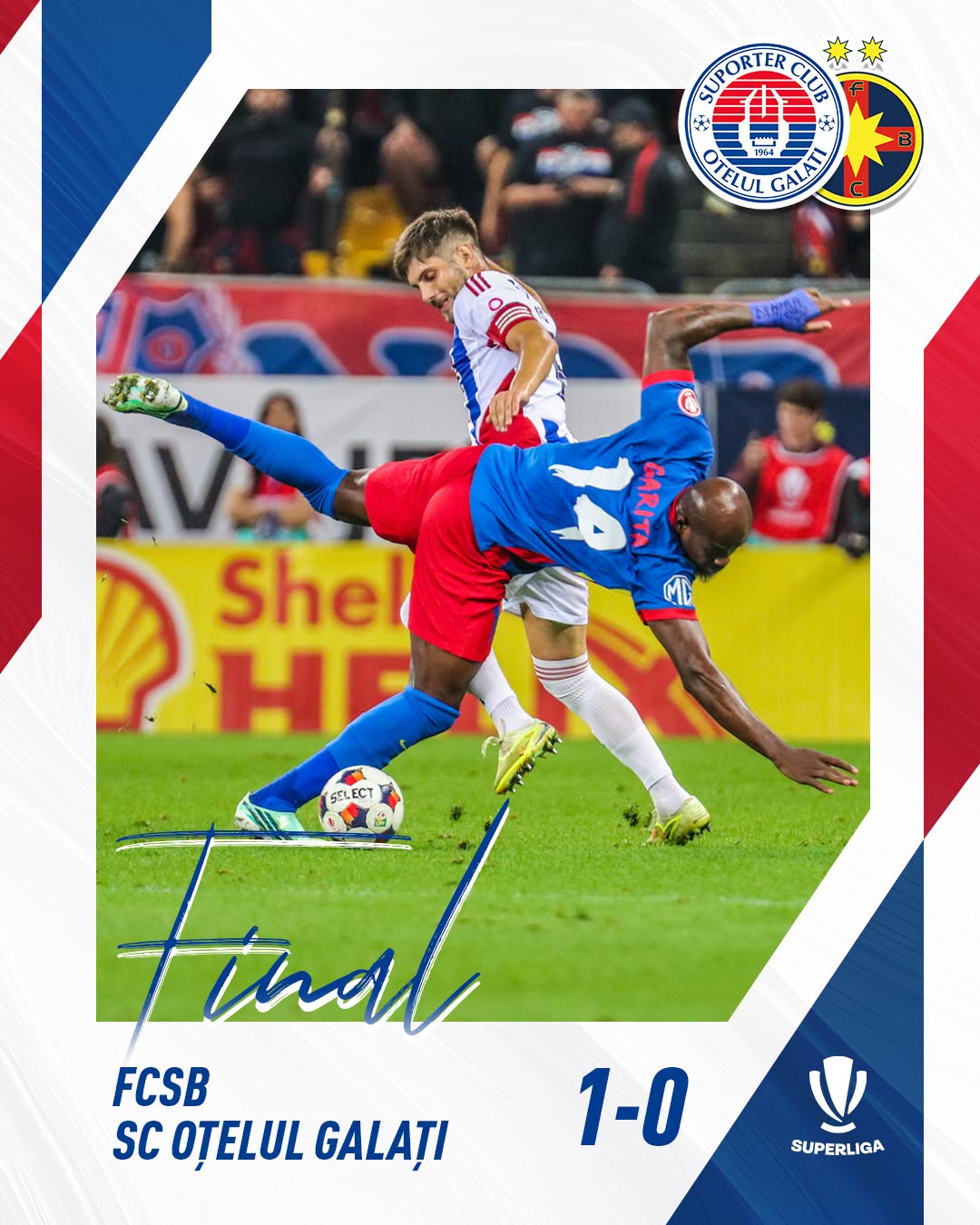 Oţelul Galaţi a jucat în 10 timp de 40 minute şi a pierdut la limită cu FCSB. La 0-0, Pedro Nuno a irosit o ocazie uriaşă de gol
