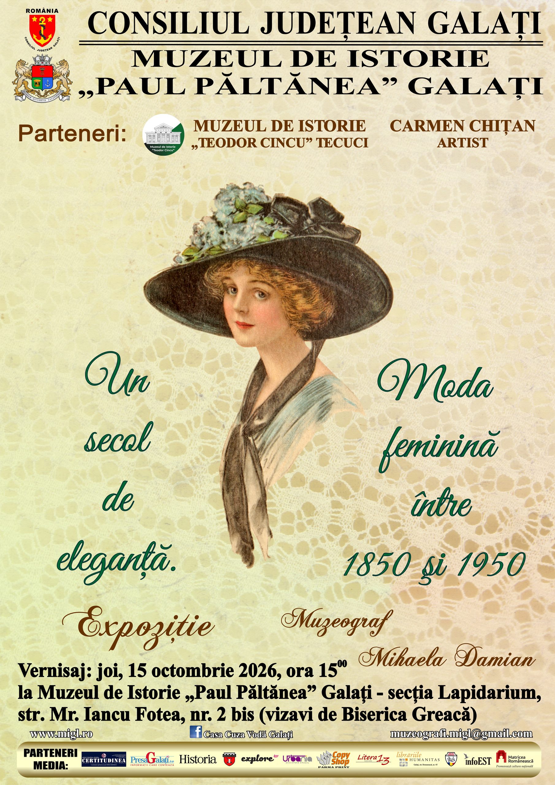 O călătorie fascinantă în lumea modei de altădată: Expoziţia „Un secol de eleganţă” îşi deschide porţile la Galaţi